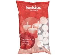 Bolsius D-light - Velas de té (60 unidades, en bolsa, duración de combustión, 6 horas, velas decorativas para el hogar, color blanco