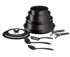 Tefal Ingenio Unlimited On - Dos Sartenes Antiadherentes 24,28 cm, Dos Cazos 16,20 cm, Guisera 24 cm, Accesorios, Mango Intercambiable, Revestimiento Titanio, Thermo-Signal, Apto Lavavajillas, Negro