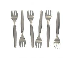 Fackelmann FCK32133 Juego de 6 Tenedores para ostras, Acero Inoxidable, Gris, 17 x 8 x 2 cm