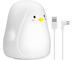 goobay 61648 Luz nocturna Infantil/LED pingÃ¼ino/Luz quitamiedos/Ayuda para dormir/luz lactancia y decoraciÃ³n de habitaciones infantiles/Recargable / 7 cambios de color y 3 modos de luz