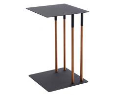 Yamazaki C Sofá Deslizante para el hogar, Mesa, Bandeja de café, Escritorio para Laptop, Acero | mesas auxiliares + Laterales, aleado Madera, Negro, Talla única