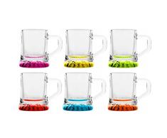 Alcohol Cage COLOR KRUG SHOT Juego de Tazas - Vasos de Chupito PequeÃ±os 30ml - con Base Pesada - Apto para Lavavajillas - 5x3,6cm - Vasos de Chupito de Vaso de Vodka Divertido Juego de 6