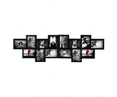 Rebecca Mobili Marco pared múltiple para 14 fotos de madera, negro, diseño moderno, para sala de estar, ideas regalos - Medidas: 36 x 120 x 1,2 cm ( AxANxF) - Art. RE4210