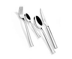 Monix Europa - Set de cubiertos 24 piezas de acero inoxidable con cuchillo chuletero, acabado pulido brillo