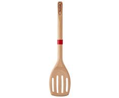 Tefal Ingenio Wood Espátula hueca de madera con lengua de silicona, materiales naturales, sin conductividad térmica, no daña sartenes ni ollas, anillo de silicona para apoyar, madera FSC