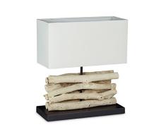 Relaxdays LÃ¡mpara de mesa, abatjour de mesa con diseÃ±o elegante y al mismo tiempo razonable, 2 m de cable con tulipa Interruptor de palanca clara algodÃ³n, base con ramas altura: 183 cm