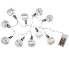 OOTB Guirnalda Vidrio, con 10 Luces LED Blancas, Transparente, 37.5 x 19 x 19.5 cm