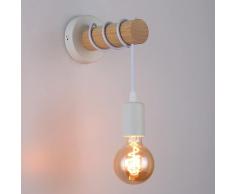 Barcelona LED Barlona Aplique de Pared Interior, LÃ¡mpara de Pared Vintage de Madera Industrial para Sala de Estar, Dormitorio y Pasillo, E27, MÃ¡x. 60W, 220V, IP20 Blanco, LM135-B-Y