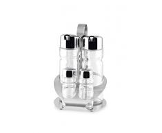 HOME Aceitera de 4Â Piezas, Acero Inoxidable, Transparente, 12Â x 12Â x 19Â cm