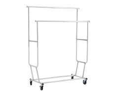 Amazon Basics Perchero de barra con ruedas, cromado, 128-187,9 x 54,6 x 142,2-167,64Â cm