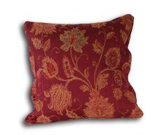 Riva Paoletti Funda de cojín Modelo Zurich. Diseño Decorativo Floral con Bordes ribeteados, poliéster, Granate, 45 x 45cm