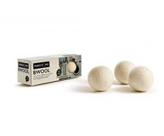 Bwool Bola para Secadora, 100% Lana de Nueva Zelanda, Blanco, 7Â x 7Â x 7Â cm, 3Â Unidad