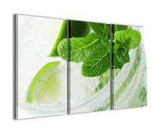 Stampe su Tela Cuadro Mojito II lienzo moderno en 3 paneles ya enmarcados, listo para colgar, 90 x 60 cm