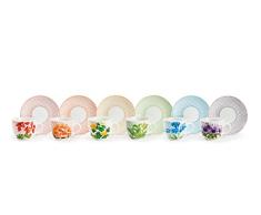 Excelsa Floral Servicio Tazas de cafÃ© con plato, multicolor