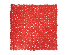 MSV Alfombra de Ducha, Diseño Piedras, Plástico y PVC, Rojo, 53x53x1 cm