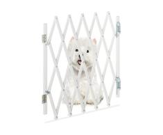 Relaxdays Barrera Seguridad Perro, Valla Protección Niño Escalera, Plegable, hasta 96cm Extensión, Reja Mascota, Blanco