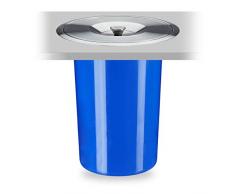 Relaxdays Cubo de Basura Encimera, 8 L, Residuos Orgánicos, Tapa Acero Inoxidable, Papelera Empotrada, 30x26,5 cm, Azul, 80% plástico 20%