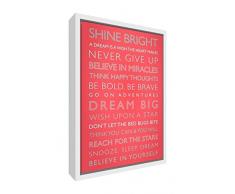 Feel Good Art Giclée de Dream Big Impreso Enmarcado Lienzo con Solid Color Blanco Marco de Madera Surround, Coral/Naranja, 64 x 44 x 3 cm, Grande