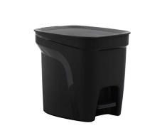Tramontina Cubo de basura de plástico con pedal de 7 l, color negro