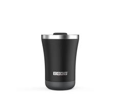 Zoku Vaso recubierto de polvo de 12 onzas, color negro, acero inoxidable de primera calidad y aislamiento al vacÃo, tapa giratoria especial diseñada para beber y usar pajita