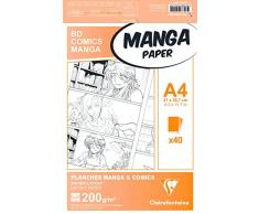 Clairefontaine Manga BD/Comic-Bloc de Notas (A4, 200 g), Color Liso, Papel, Blanco