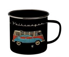 VW Collection by BRISA VW Bulli T1 Taza esmaltada Negro con Rojo-Azul Bulli/diseño de Escarabajo