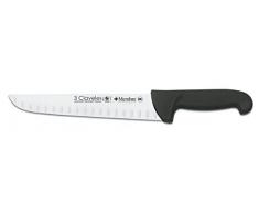 3 Claveles Cuchillo Carnicero Alveolado Proflex, Acero Inoxidable, Negro, 24 cm-9.5