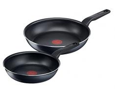 Tefal C38590 XL Force Juego de 2 sartenes | 24/28 cm | Sellado antiadherente | Indicador de temperatura de señal térmica | Base Difusión | Negro