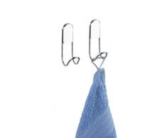 Wenko 20642100 Ganchos de pared Classic - 2 uds, Acero, 2 x 9 x 5.5 cm, Cromo