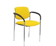 Piqueras Y Crespo (PIQU7) Silla Fija Villalgordo Bali Amarillo chasis Cromo con Brazos Oficina, Talla unica
