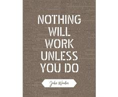 Quote John Wooden Nothing Work Unless You Do Basketball Coach Large Wall Art Poster Print Thick Paper 18X24 Inch Citar Madera Trabajo pared ImpresiÃ³n del cartel