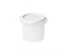 Tatay 1160001 Contenedor de alimentos hermético cilíndrico flexible a presión. Plástico transparente con tapa blanca libre de bpa 03 litros de capacidad, 8.7 x 8,7 x 8,5 cm