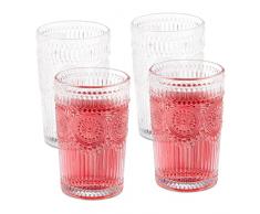 Relaxdays Vasos Vintage, Set 4, Aptos para Lavavajillas, 400 ml, CristalerÃ­a Retro, Agua, Zumo, Limonada, Transparente, Cristal