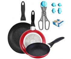 PACK DE 3 SARTENES SAN IGNACIO Ã16CM Ã20CM Ã24CM + UTENSILIO MULTIUSOS CON 4 MOLDES INTERCAMBIABLES + 20 BANDEJAS DE CONSERVACIÃN