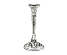 Relaxdays Candelabro Vintage para Velas Largas, Shabby Chic, Portavelas Hierro Fundido, 1 ud., 19 x 9 cm, Plateado