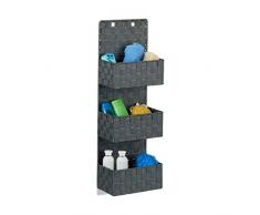 Relaxdays 10022543_111 Cesta Colgante Organizadora para Puerta, Gris, 15 x 25 x 75 cm