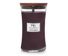 Vela aromÃ¡tica WoodWick con llama Hearthwick, parafina violeta salvaje, elipse