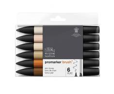 Winsor & Newton - Set de Rotuladores ProMarker Brush, 6 Unidades, Tonos Carne