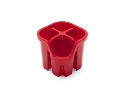 ADDIS Escurridor Cubertería con 4 Compartimentos, plástico, Rojo, 14 x 14 x 13 cm