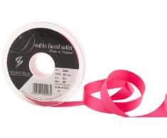 Cinta de satén a doble cara Berisfords 3501 de 20 m x 15 mm, color rosa neón