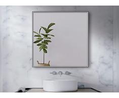MANILLONS TORRENT - Modelo Linea 7061 | Espejo de Vestidor con IluminaciÃ³n Led y Marco de Aluminio Color Negro - Medidas de 67 x 77 cm - Lumen 1500 - 14 W
