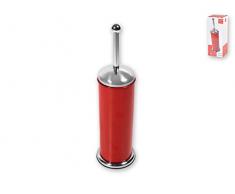 HOME Puerta Escobilla WC, Metal, Rojo/Acero, 12 x 12 x 30 cm