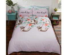 Rapport - Juego de Funda de edredÃ³n y Fundas de Almohada (polialgodÃ³n, tamaÃ±o Doble), diseÃ±o de Corazones, Color Lila