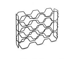 Metaltex Hexagon - Botellero de 15 plazas Acabado Touch Term Lava Negro, 43 x 12 x 34 cm