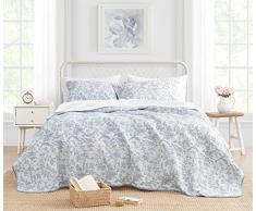 Laura Ashley Home Amberley Soft Chic Juego de edredÃ³n-100, Transpirable y Ligero, Ropa de Cama Reversible, Prelavado para Mayor suavidad, AlgodÃ³n, SPA Azul, Matrimonio