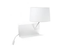 Faro Barcelona 28414 - HANDY LÃ¡mpara Aplique (bombilla incluida) LED, 20W^3W, cuerpo y lector de acero pantalla textil blanca, color blanco