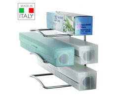 Metaltex - Organizador para Rollos de Cocina, Gris Metalizado, 12 x 14 x 15 cm