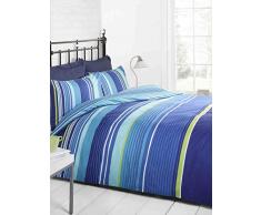 Juego de Ropa de Cama - Funda de EdredÃ³n King Size con DiseÃ±o de Rayas Azul Marino, Azul Claro, Verdes y Blancas
