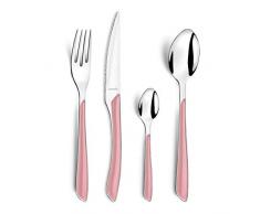 Amefa ECLAT Cubertería de 24 Piezas para 6 Personas, Acero Inoxidable, Pastel Rosa