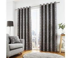 Curtina - Sagano - Cortinas Forradas, Ojales, 100% poliéster, Gris, 46 Width x 72 Drop (117 x 183cm)